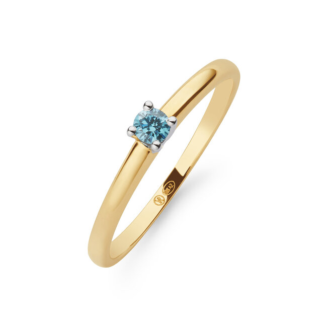 Solitaire Elite - Blauwe diamant - 0.10 ct