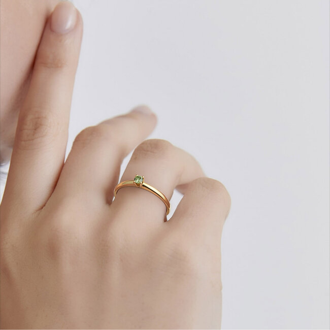 Solitaire Elite - Groene diamant - 0.10 ct