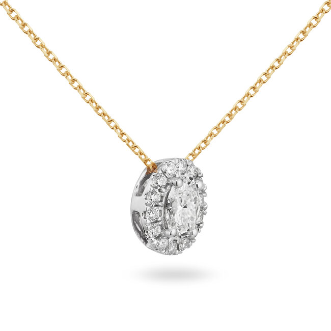 Halo Oval - 0.51 ct - Diamanten ketting