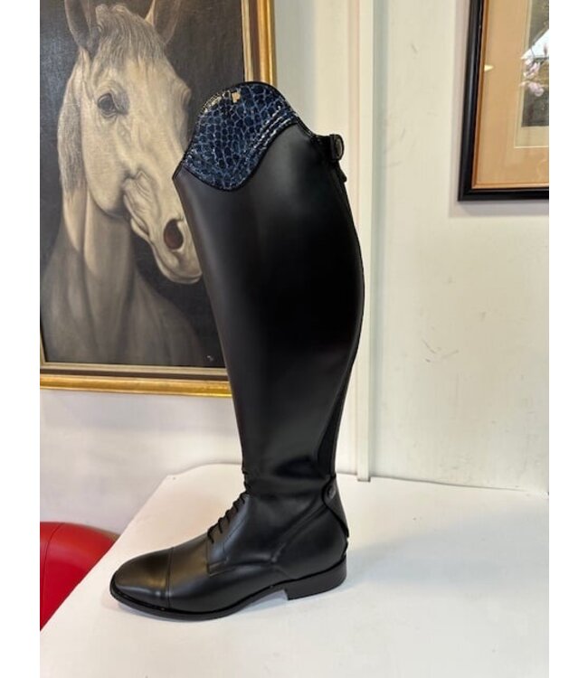 Petrie Boots J713-42 Petrie Luca black Laced Ridingboot with and top-cuff blue honeycomb  42-49-42 XW