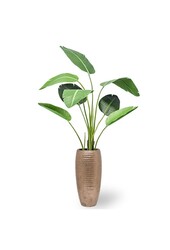Sztuczna roślina Strelitzia w młotkowanej miedzi