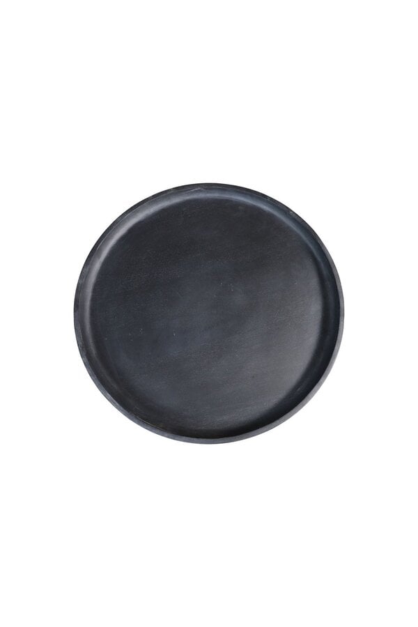 Stolik pomocniczy Drum - 60x60x40 - Matowy Czarny - Drewno mango
