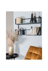 Półka ścienna Vintage Czarna Drewno Mango - Duo