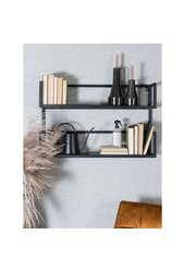 Półka ścienna Vintage Czarna Drewno Mango - Duo
