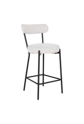 Badalona Counter Chair - Hoker barowy, biała tkanina bouclé z czarnymi nogami, HN1270