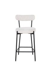 Badalona Counter Chair - Hoker barowy, biała tkanina bouclé z czarnymi nogami, HN1270