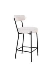 Badalona Counter Chair - Hoker barowy, biała tkanina bouclé z czarnymi nogami, HN1270