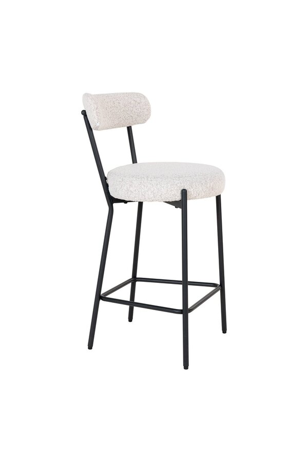Badalona Counter Chair - Hoker barowy, biała tkanina bouclé z czarnymi nogami, HN1270