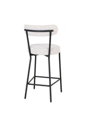 Badalona Counter Chair - Hoker barowy, biała tkanina bouclé z czarnymi nogami, HN1270