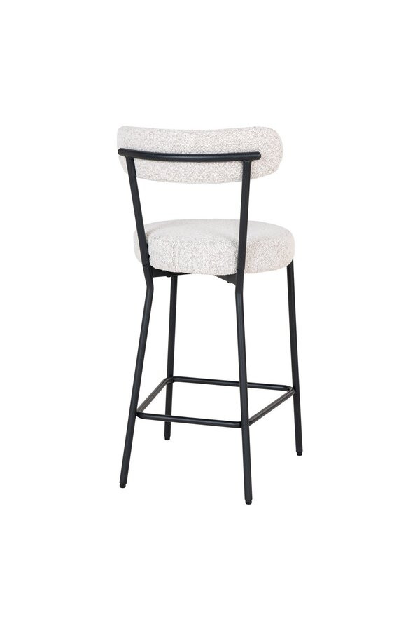 Badalona Counter Chair - Hoker barowy, biała tkanina bouclé z czarnymi nogami, HN1270