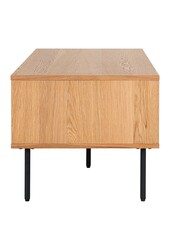 Kyoto Coffee Table - Stolik kawowy, fornir dębowy, czarne metalowe nogi, 2 szuflady, 50x100x45 cm