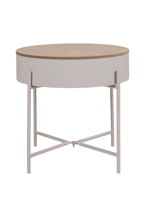Sisco Side Table - Stolik boczny ze stali malowanej proszkowo w kolorze beżowo-jasnoszarym, Ø40x40 cm