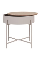 Sisco Side Table - Stolik boczny ze stali malowanej proszkowo w kolorze beżowo-jasnoszarym, Ø40x40 cm