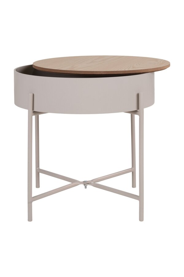 Sisco Side Table - Stolik boczny ze stali malowanej proszkowo w kolorze beżowo-jasnoszarym, Ø40x40 cm