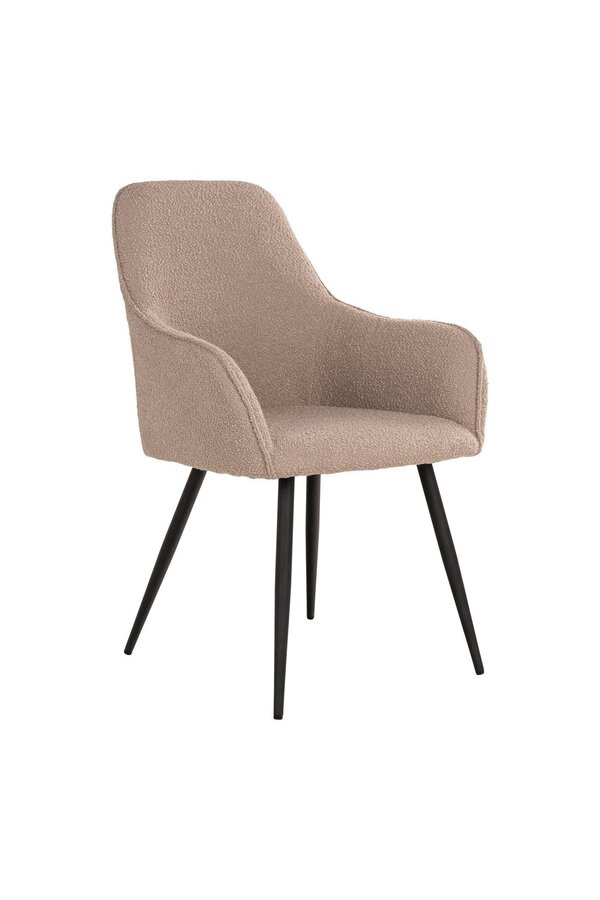 Harbo Dining Chair - Krzesło do jadalni z tkaniny bouclé, beżowe z czarnymi nogami, HN1233 - Zestaw 2 szt.