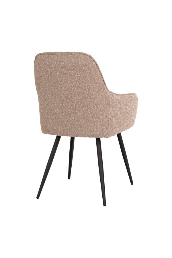 Harbo Dining Chair - Krzesło do jadalni z tkaniny bouclé, beżowe z czarnymi nogami, HN1233 - Zestaw 2 szt.