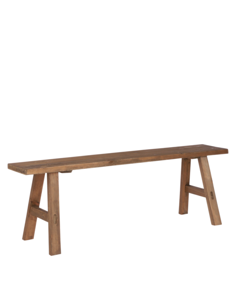 Ławka drewniana Bold – dł. 108 x szer. 20 x wys. 37 cm – drewno z recyklingu – Brązowy