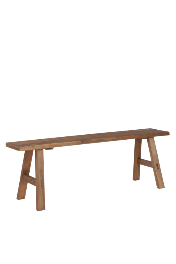 Ławka drewniana Bold – dł. 108 x szer. 20 x wys. 37 cm – drewno z recyklingu – Brązowy