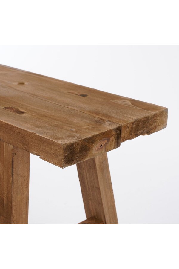 Ławka drewniana Bold – dł. 108 x szer. 20 x wys. 37 cm – drewno z recyklingu – Brązowy