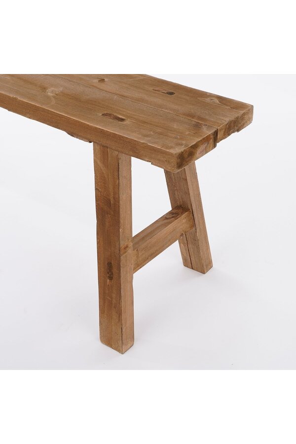 Ławka drewniana Bold – dł. 108 x szer. 20 x wys. 37 cm – drewno z recyklingu – Brązowy