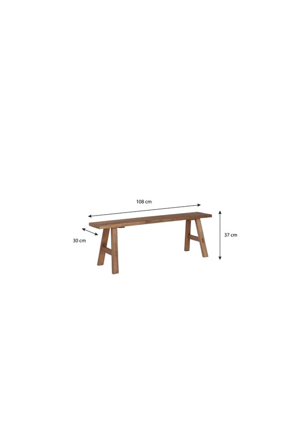 Ławka drewniana Bold – dł. 108 x szer. 20 x wys. 37 cm – drewno z recyklingu – Brązowy