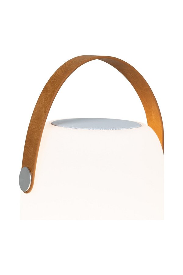 Lampa LED Cardiff - Lampa z paskiem, ładowalna, głośnik Bluetooth, biała