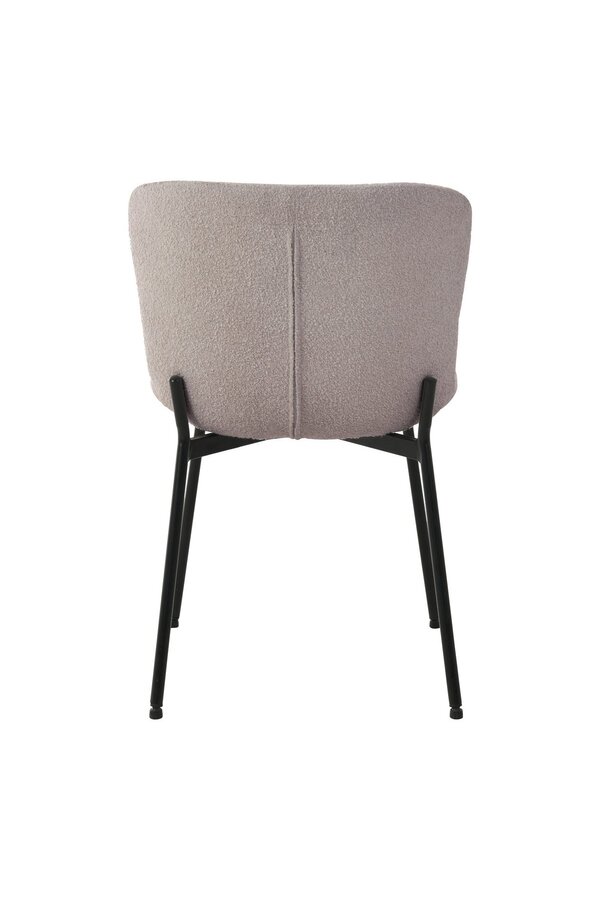 Maceda Dining Chair - Krzesło do jadalni z bouclé, beżowe z czarnymi nogami - Zestaw 2 szt.
