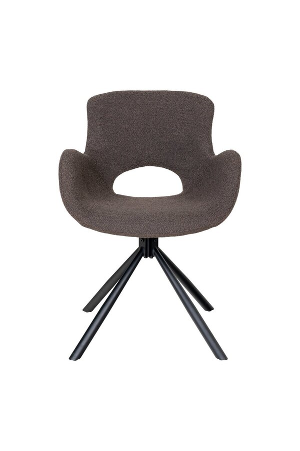 Amorim Dining Chair - Krzesło do jadalni, z bouclé w kolorze grzybowym z obrotową podstawą - Zestaw 2 szt.