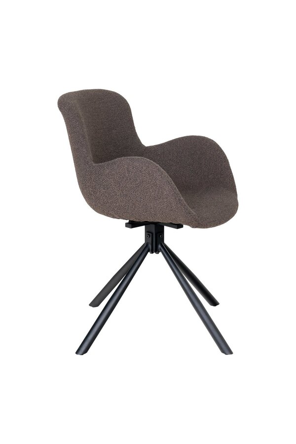 Amorim Dining Chair - Krzesło do jadalni, z bouclé w kolorze grzybowym z obrotową podstawą - Zestaw 2 szt.