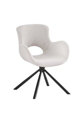 Amorim Dining Chair - Krzesło do jadalni, z tkaniny boucle w kolorze złamanej bieli z pokrętłem - Zestaw 2 szt.