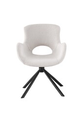 Amorim Dining Chair - Krzesło do jadalni, z tkaniny boucle w kolorze złamanej bieli z pokrętłem - Zestaw 2 szt.