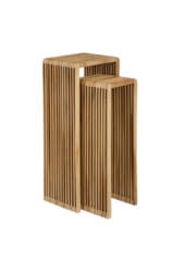 Yonker Stolik na rośliny - Zestaw 2 szt. - D35 x S25 x W80 cm - Drewno z recyklingu - Brązowy