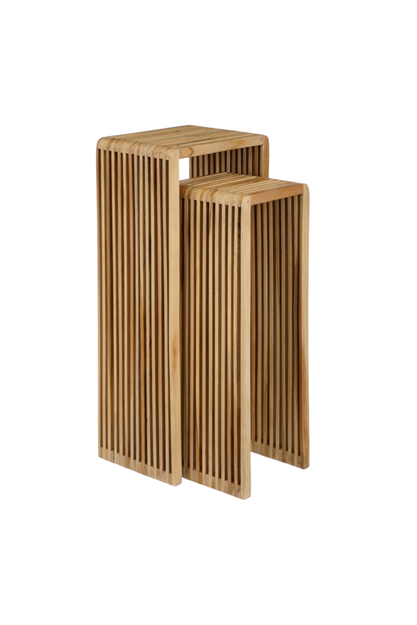 Yonker Stolik na rośliny - Zestaw 2 szt. - D35 x S25 x W80 cm - Drewno z recyklingu - Brązowy