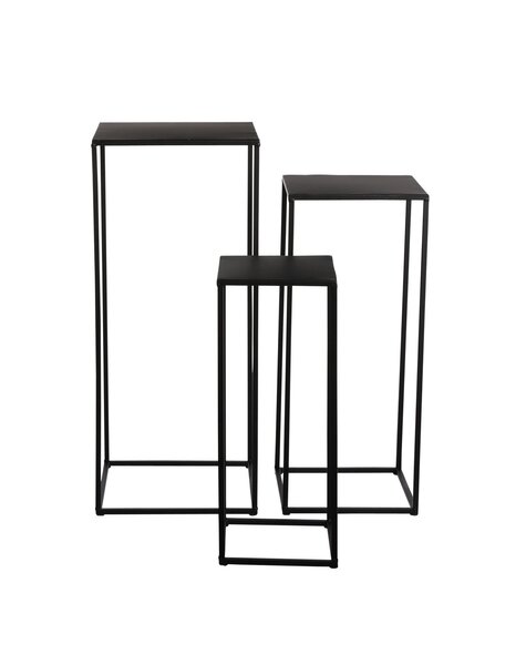 Mica Decorations Quinty Stolik pomocniczy - Zestaw 3 - D30 x S30 x W70 cm - Metal - Czarny