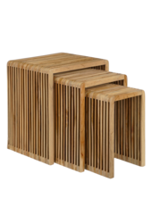 Yonker Stolik boczny - Zestaw 3 szt. - D44 x S34 x W50 cm - Drewno z recyklingu - Brązowy