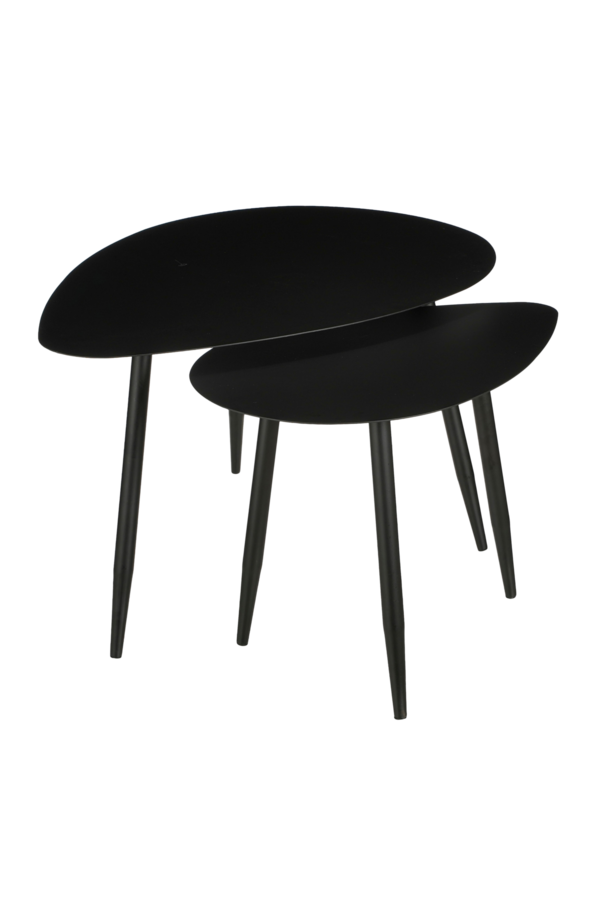 Stolik pomocniczy - Zestaw 2 sztuk - D80 x S60 x W47 cm - Metal - Czarny