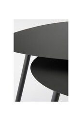 Stolik pomocniczy - Zestaw 2 sztuk - D80 x S60 x W47 cm - Metal - Czarny