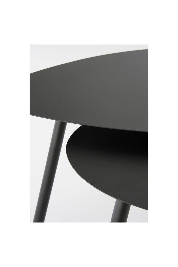 Stolik pomocniczy - Zestaw 2 sztuk - D80 x S60 x W47 cm - Metal - Czarny