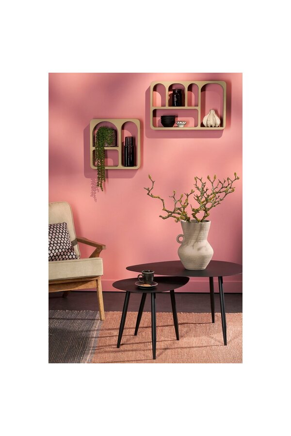 Stolik pomocniczy - Zestaw 2 sztuk - D80 x S60 x W47 cm - Metal - Czarny