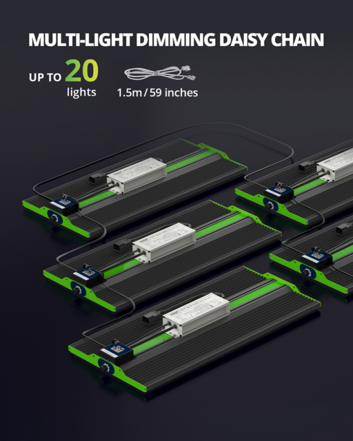 rechthoekige zwarte Viparspectra P2000 LED kweeklamp 240W geschikt voor 60x120 cm kweekoppervlak