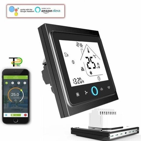 Smartlife Domotica Thermostaat 24V vierkant (zwart-wit) Smartlife Domotica Thermostaat 24V vierkant (zwart-wit)