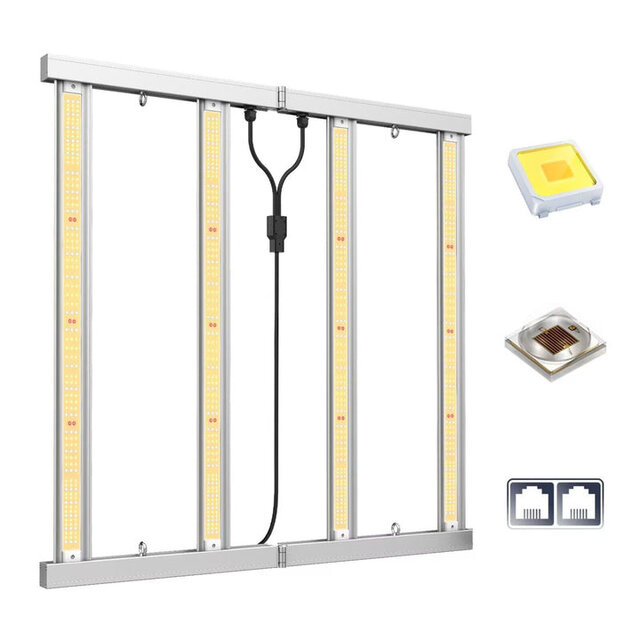 vierkante zwarte LED kweeklamp met 300 watt vermogen en 90x90 cm belichtingsoppervlak