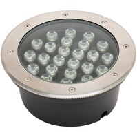 LED Ground Spot - Recessed Round - 24W - IP67 - 4000K - Matte Chrome - Stainless Steel