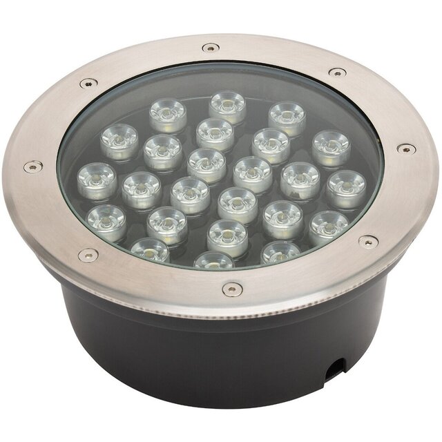 LED Grondspot - Inbouw Rond - 24W - IP67 - 4000K - Mat Chroom - RVS Buitenverlichting