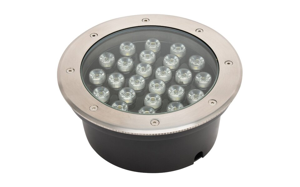 HLW LED LED Ground Spot - Recessed Round - 36W - IP67 - 4000K Natural White - Matte Chrome - Stainless Steel HLW LED LED Ground Spot - Recessed Round - 36W - IP67 - 4000K Natural White - Matte Chrome - Stainless Steel