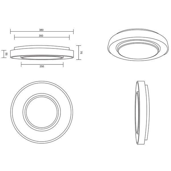 HLW LED LED Plafondlamp WiZ Trion Monan 20W | RGBW Dimbaar | Rond Zwart