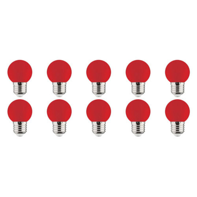 10x LED Lamp E27 Kozolux Romba Rood 1W Lichtbronnen