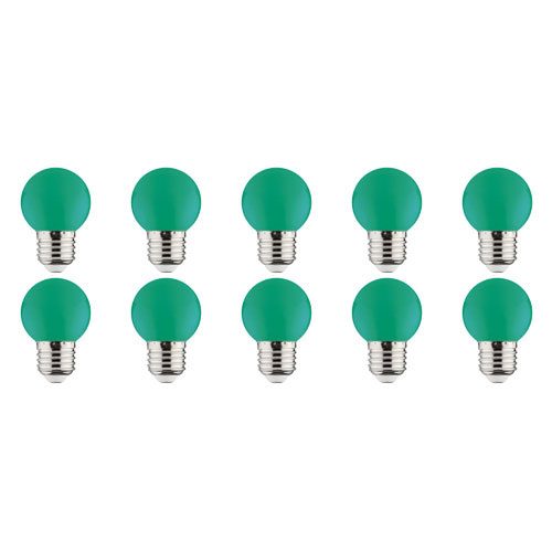 10x LED E27 Kozolux Romba Groen 1W