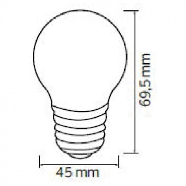 LED lamp met E27 fitting in verschillende kleuren, 1W vermogen, koel wit licht 6500K, 120 lumen
