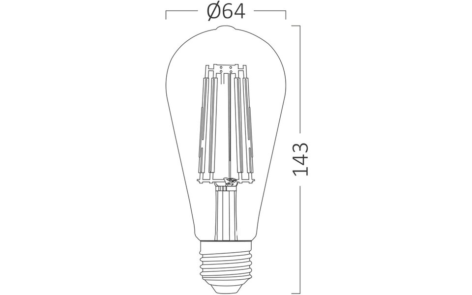 HLW LED LED Lamp E27 Edison Filament Brinton 6W 2200K ST64